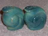 Snail shakers glazed peacock blue